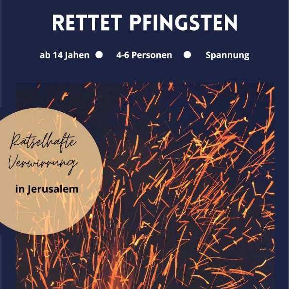 Quelle: FuS Spiritualität Spielanleitung des Escape-Games, weiiße Schrift vor einem Funkenregen